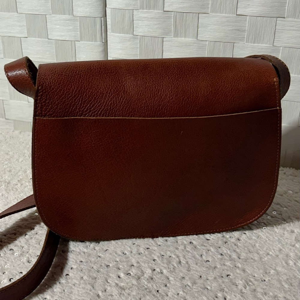 Vintage Lucky Brand Brown Leather Crossbody Saddle Bag - Picture 7 of 12